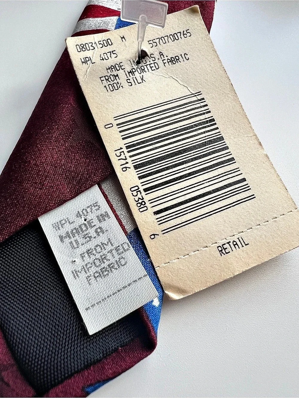 NWT Vintage 100% Silk American Flag Patriotic Novelty Tie Made in USA